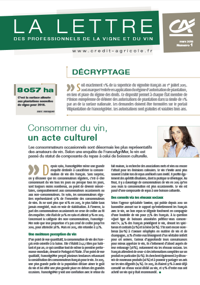 Lettre aux professionnels de la vigne et du vin n°1/2016