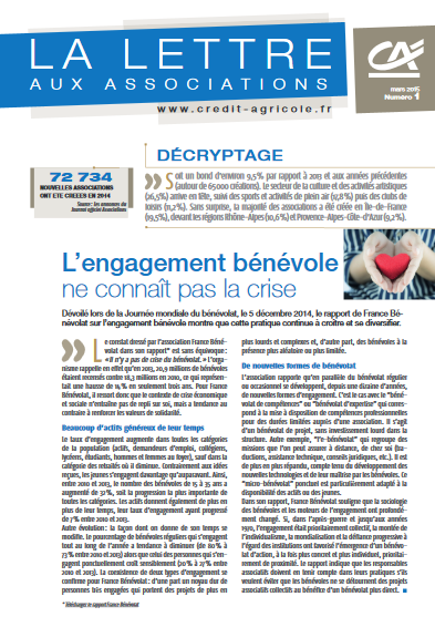 Lettre aux associations n° 1/2015