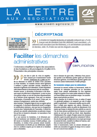 Lettre aux associations n°4/2015