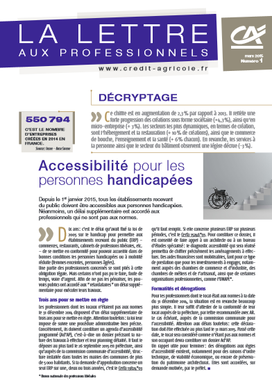 Lettre aux professionnels n° 1/2015