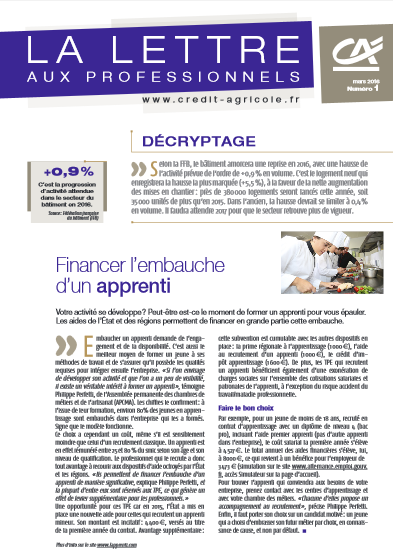 Lettre aux professionnels n°1/2016