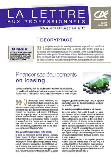 Lettre aux professionnels n°2/2015