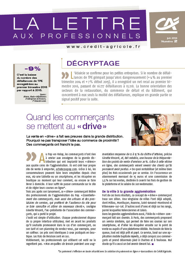 Lettre aux professionnels - n°2 / 2016