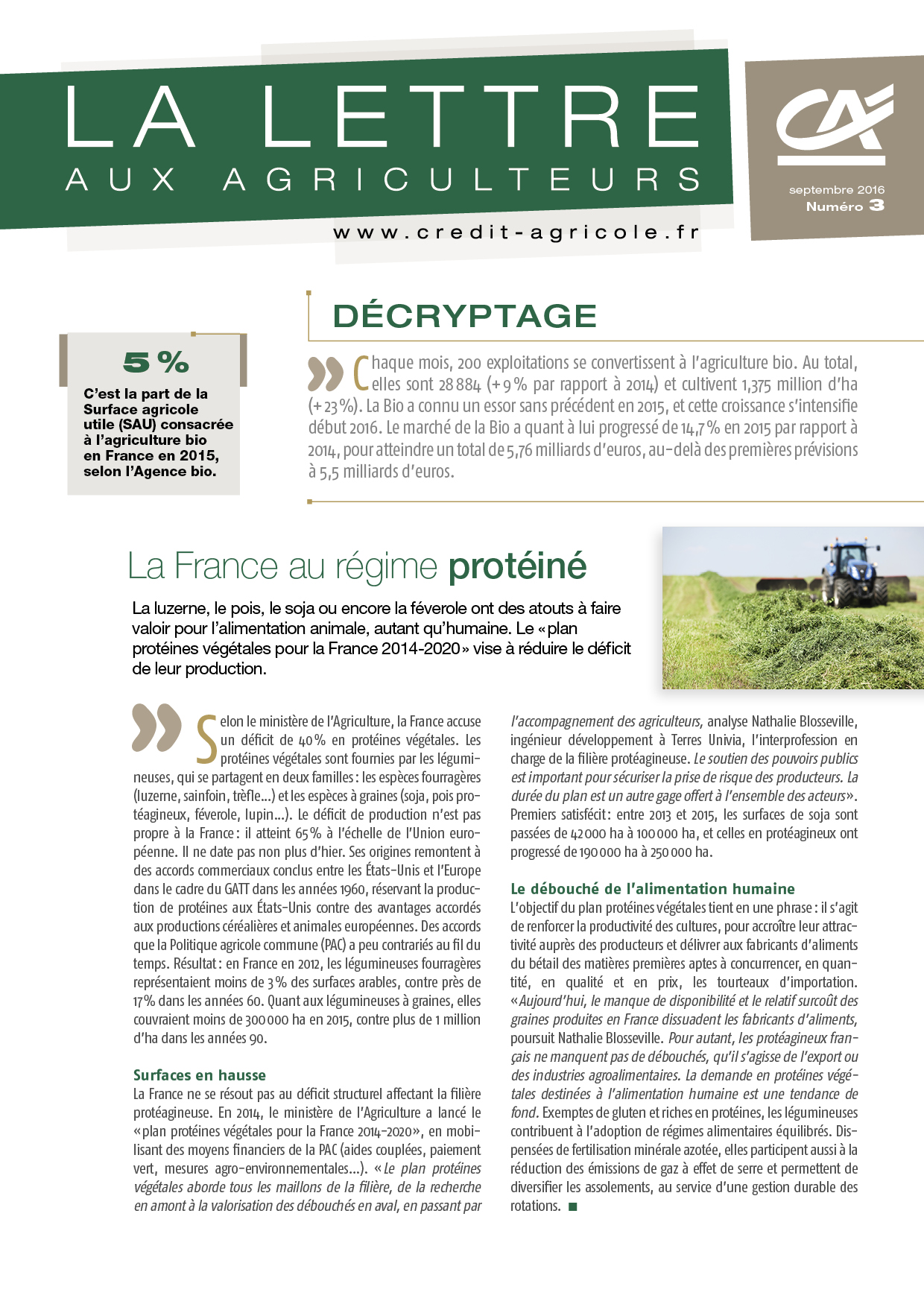 Lettre aux agriculteurs n°3/2016