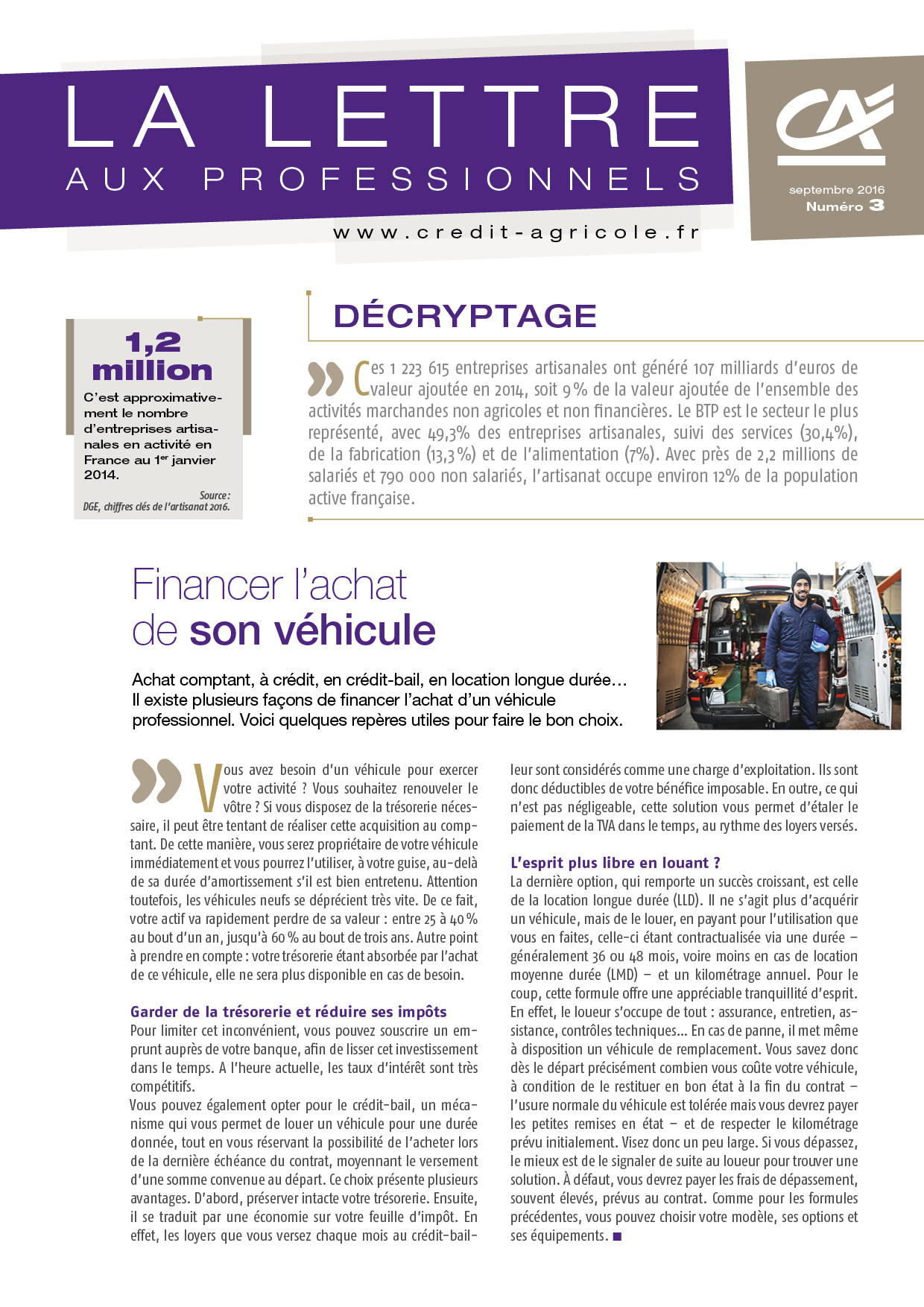 Lettre aux professionnels - n°3/2016