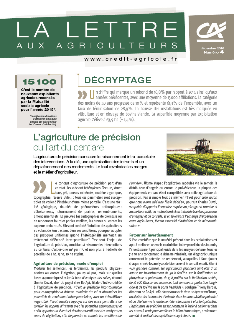 Lettre aux agriculteurs n°4/2016 