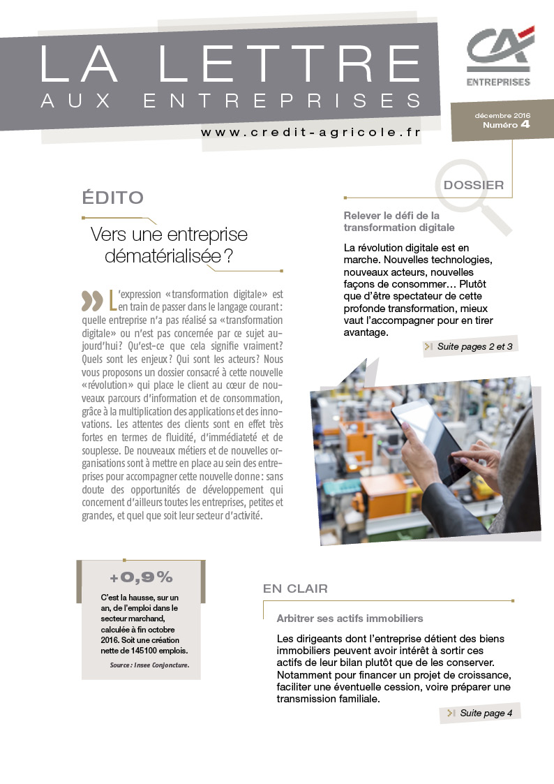 Lettre aux entreprises - n°4/2016