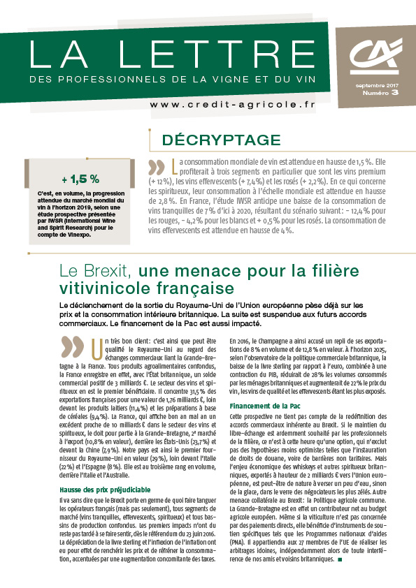 Lettre des professionnels de la vigne et du vin - N°3/2017