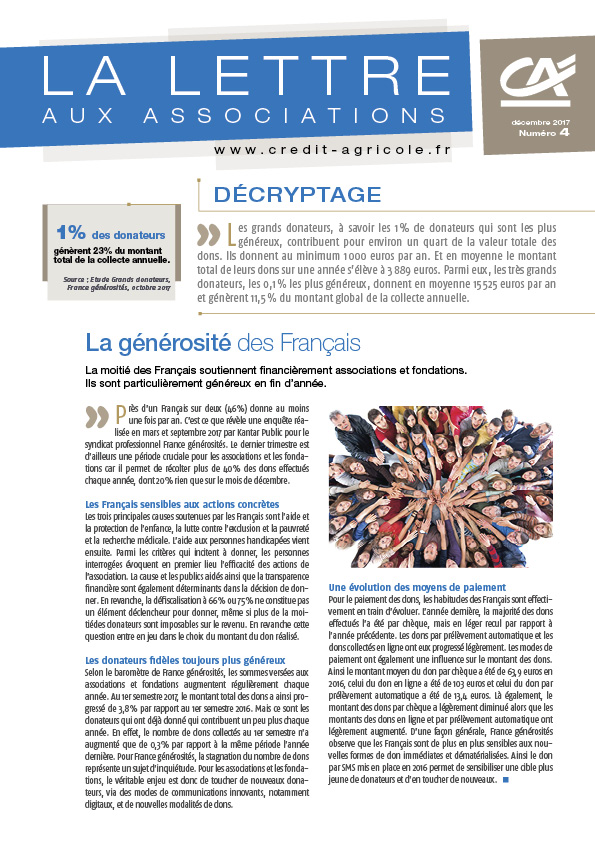 Lettre aux associations - n°4/2017