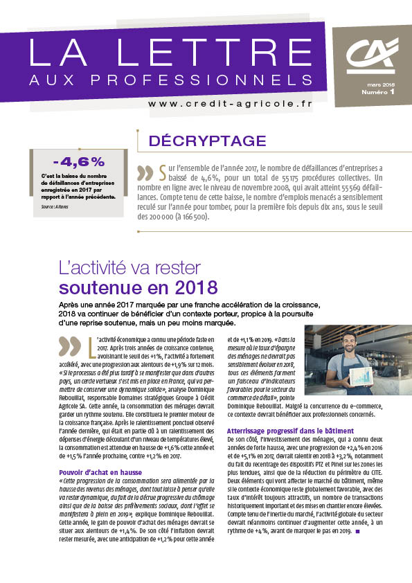 Lettre aux professionnels - n°1/2018