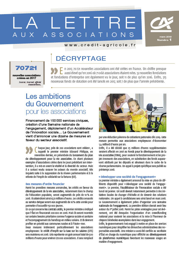 Lettre aux associations - n°1/2018