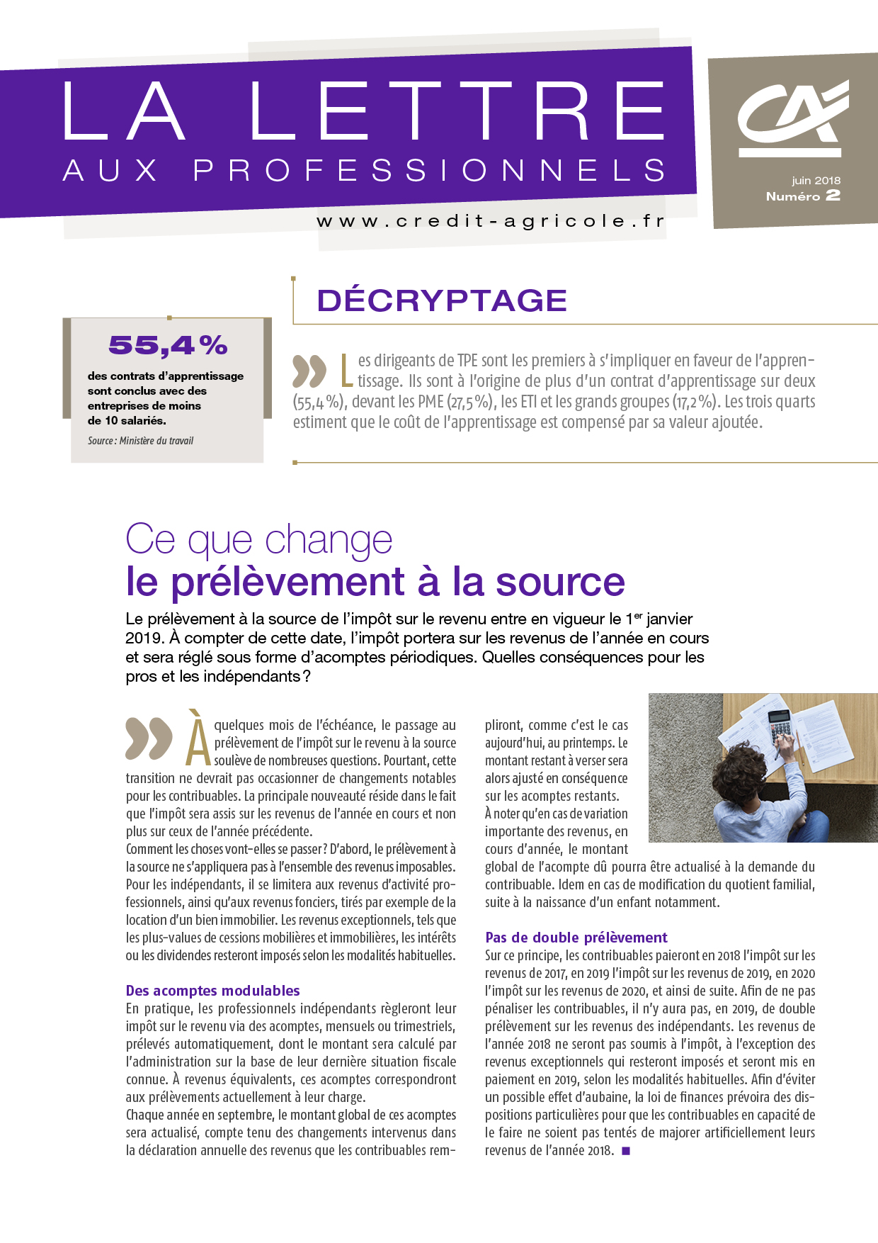 Lettre aux professionnels n°2/2018