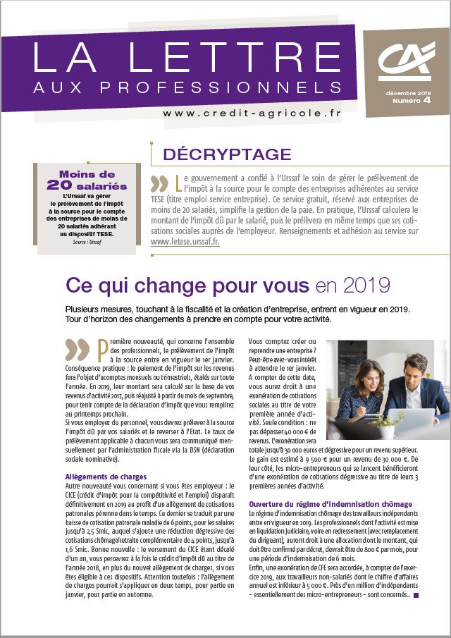 Lettre aux Professionnels - n°4/2018