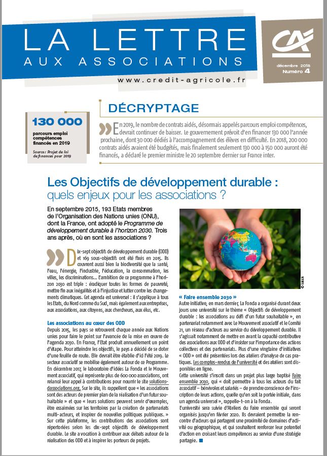 Lettre aux associations - n°4/2018