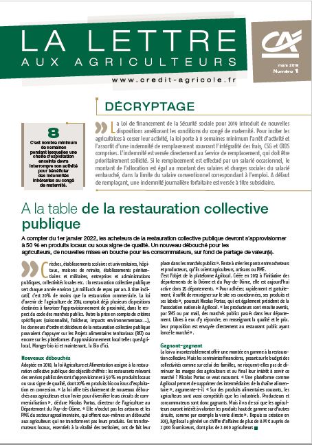 Lettre aux Agriculteurs n°1/2019