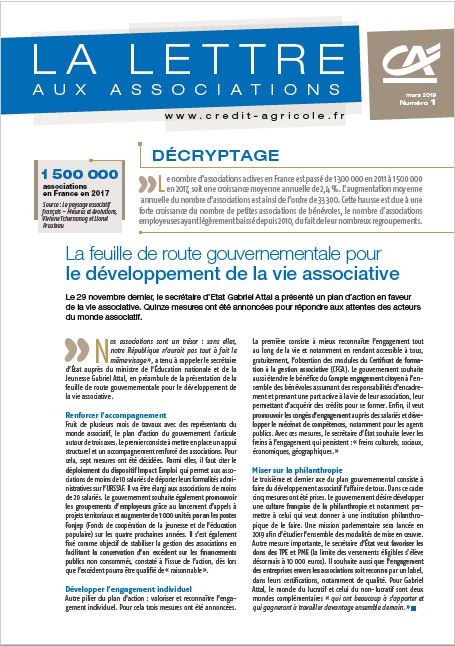 Lettre aux associations n°1/2019