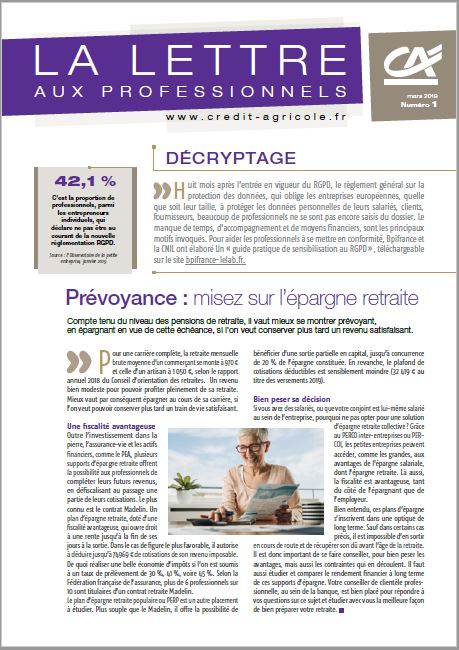 Lettre aux professionnels - n°1/2019