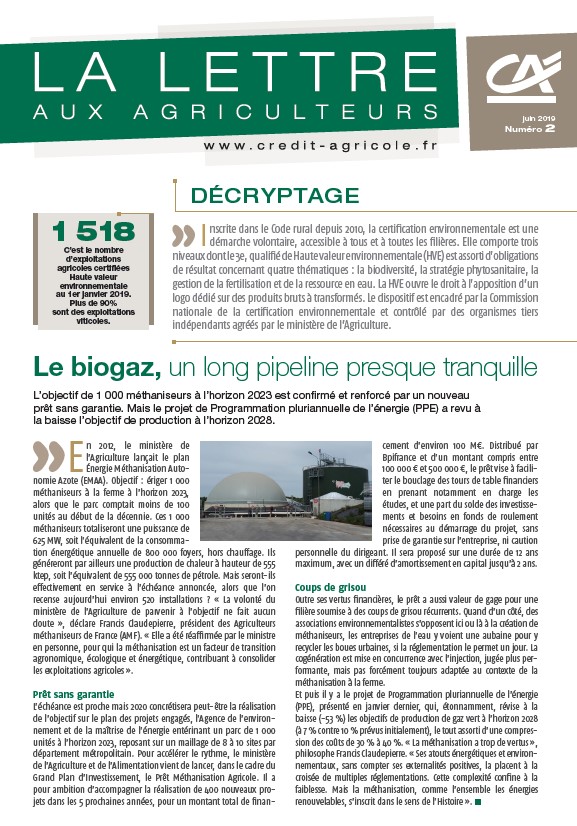 Lettre aux Agriculteurs - n°2/2019