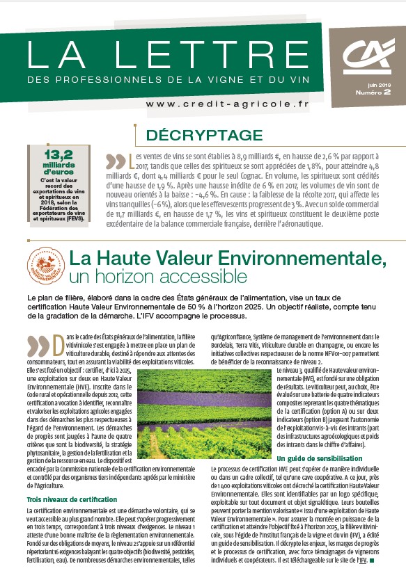 Lettre aux Pros de la vigne et du vin - n°2/2019