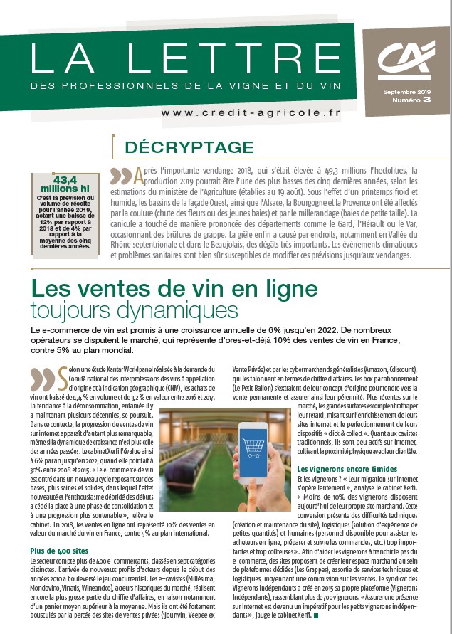 Lettre des professionnels de la vigne et du vin - n°3/2019