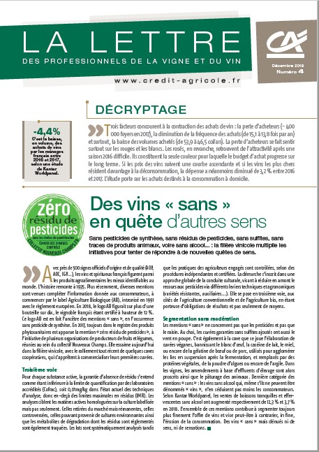 Lettre aux Professionnels de la vigne et du vin n°4/2019