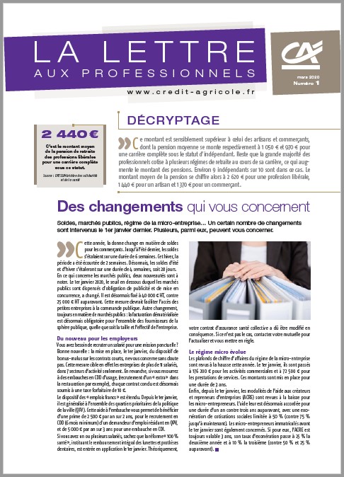 Lettre aux Professionnels - n°1/2020